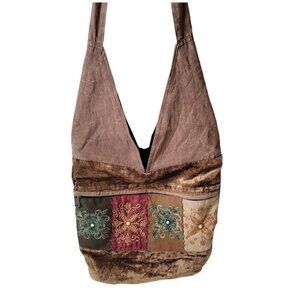 Bohemian Velvet and Cotton Shoulder Bag - Made in Nepal